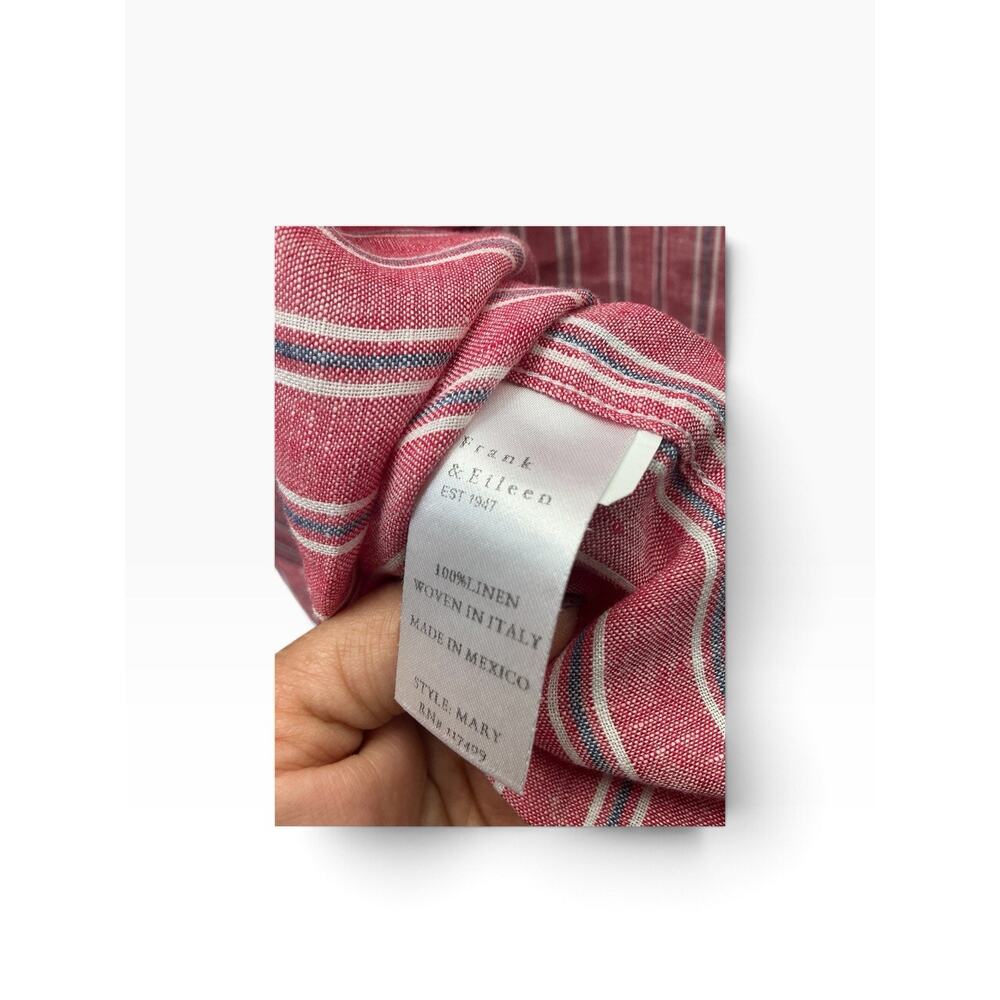 Frank & Eileen Women’s Size M Red/White/Blue Striped Linen Collared Tunic - Picture 11 of 13